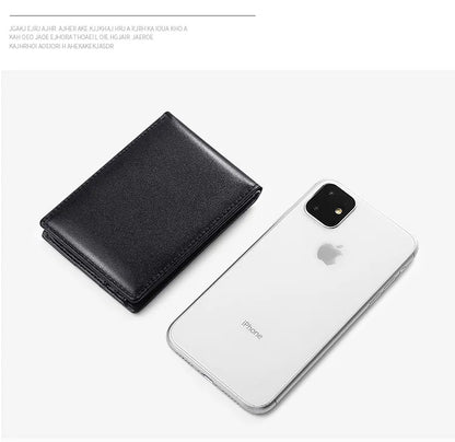 RFID Blocking Mini Men's Genuine Leather Wallet Slim Business Credit Card Holder Man Anti Theft Ultra Thin Purse For Male