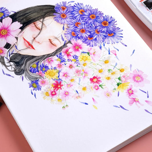 A4 30 Pages Paper Watercolor Book Hand-painted painting Book Fine Lines Water-Solube Color Art Supplies