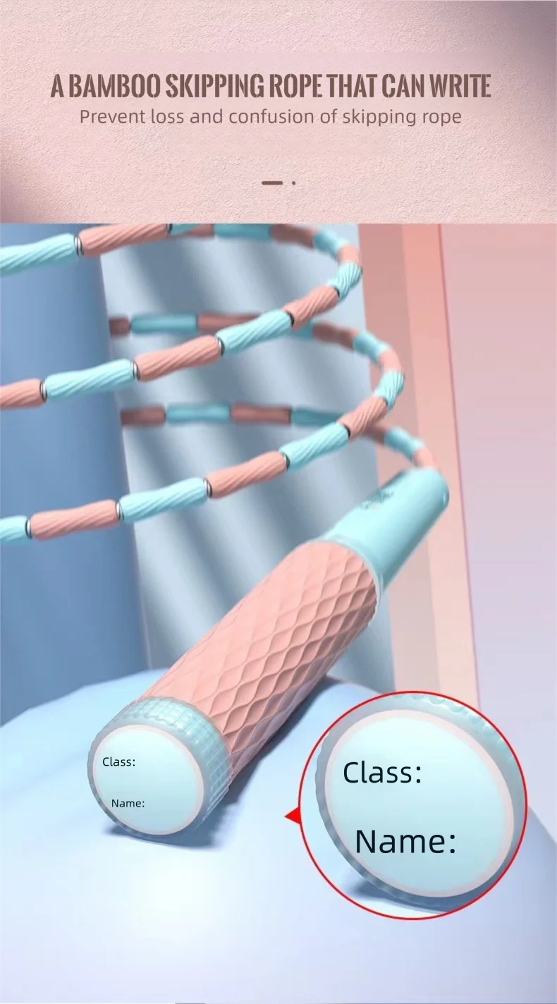 Exam Prep Student Jump Rope – Bamboo Soft Beads Anti-Tangle Design, Ergonomic No-Knot Rope for School Entrance Tests