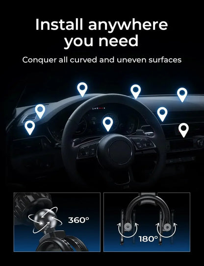 LISEN Magnetic Car Phone Mount for iPhone and Android with 6 Magnets and Adjustable Arch Design, Black