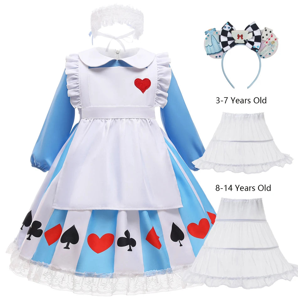 Girl Alice Costume Halloween Maid Lolita Dress Kids Cosplay Servant Family Party Fancy Clothing New Arrival