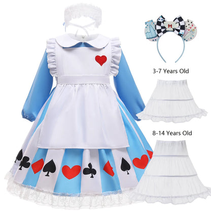 Girl Alice Costume Halloween Maid Lolita Dress Kids Cosplay Servant Family Party Fancy Clothing New Arrival