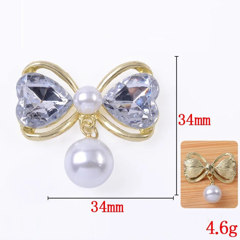 10pcs Sweet hair accessories hair rope alloy diy accessories hollow heart bow pearl pendant jewelry accessories