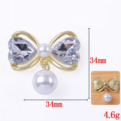 10pcs Sweet hair accessories hair rope alloy diy accessories hollow heart bow pearl pendant jewelry accessories