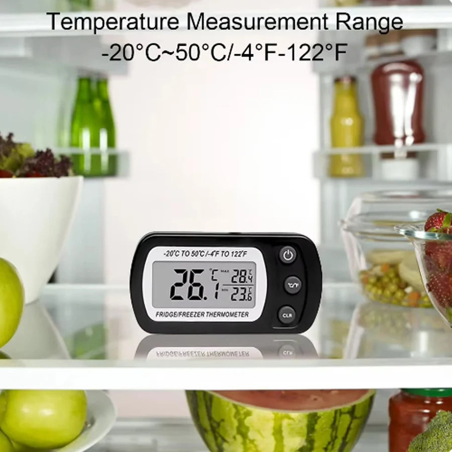 Fridge Thermometer With Hook Anti-Humidity Refrigerator Freezer Electric LCD Display Digital Thermometer Temperature Monitor
