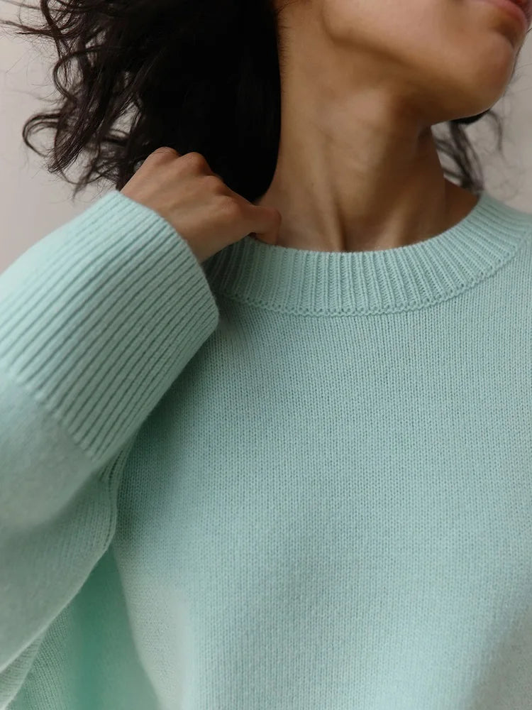 Light Blue Oversized Sweaters For Women 2024 Trend White Loose Sweater Casual Autumn Winter Warm Thick Knit Sweater Women Jumper