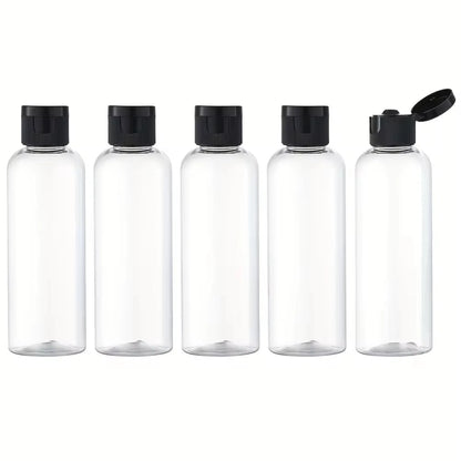 5PCS 30/50/100ML Refillable Empty Plastic Transparent Bottle with Flip Cap Portable Squeeze Shampoo Conditioner Travel Bottles
