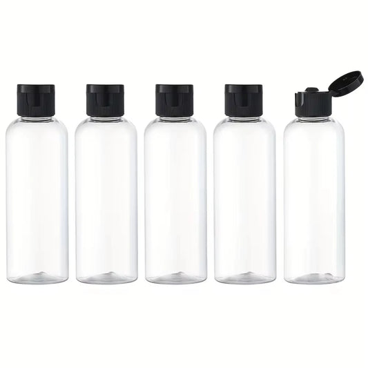5PCS 30/50/100ML Refillable Empty Plastic Transparent Bottle with Flip Cap Portable Squeeze Shampoo Conditioner Travel Bottles