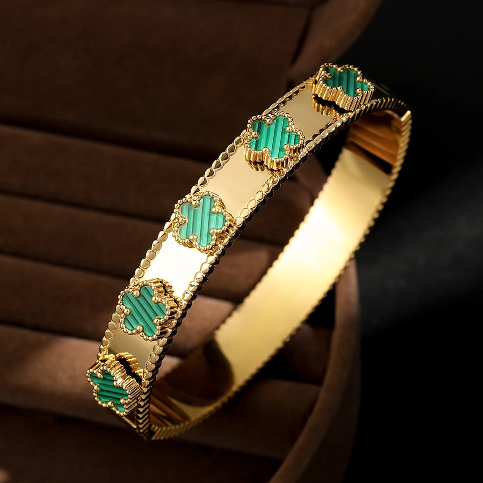 RAKOL Miniamlist 316L 18k Gold Plated Flower Bracelet Plum Blossom Cuban Chain Bracelets For Women Daily Workday Jewelry Gift