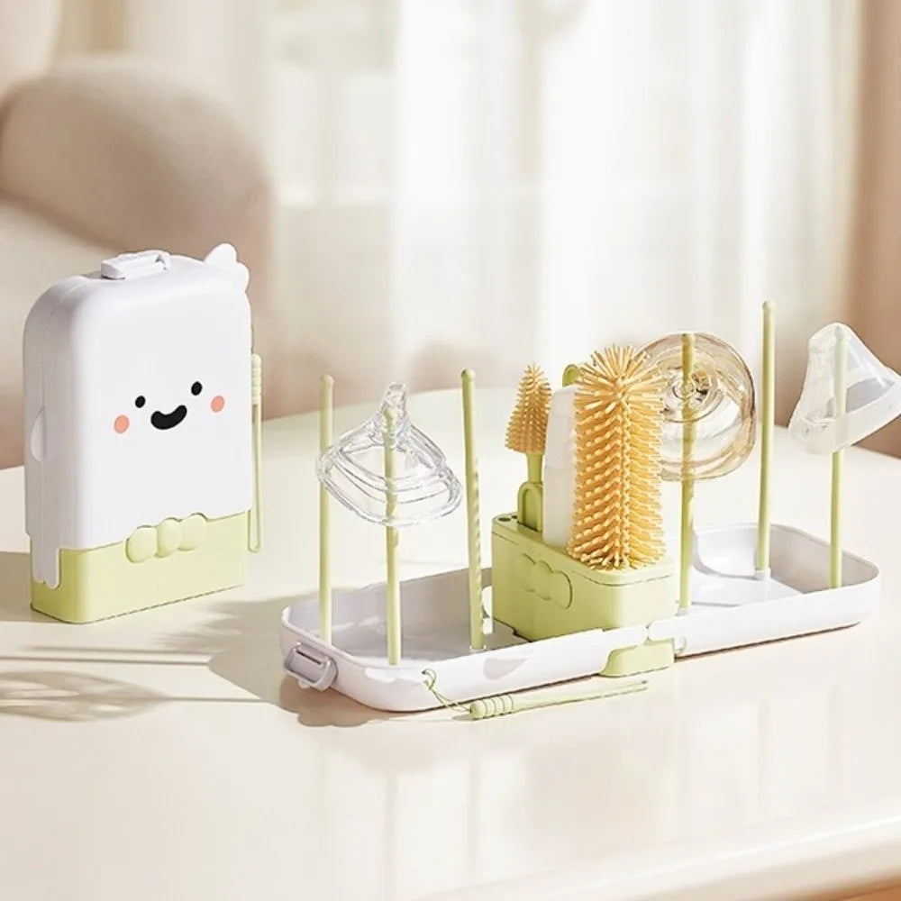 Silicone Baby Bottle Brush Set Soft Bristles Flexible Cup Cleaning Brushes with Storage Box Feeding Bottle Cleaners Home Use