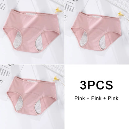 3PCS/set Women's menstrual briefs large flow postpartum water absorption leakproof briefs women's pure cotton menstrual briefs