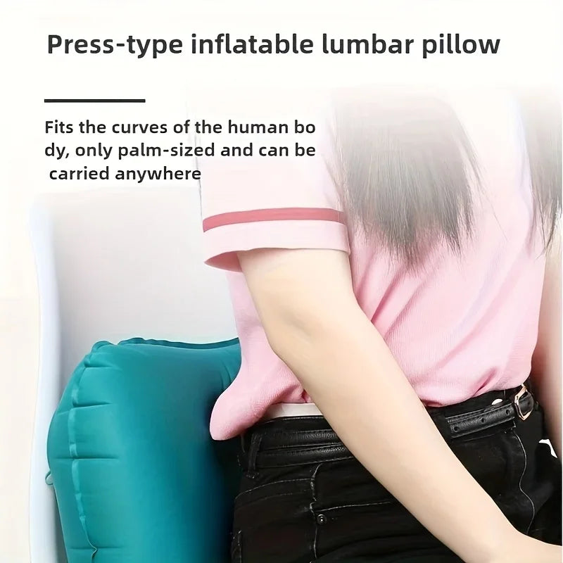 1PC Portable Inflatable Travel Neck Pillow, Waist Pillow, Foldable Travel Essentials, Providing Lumbar and Neck Support