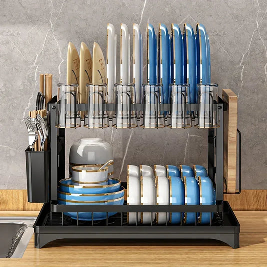 Kitchen Organizer Dish Drying Rack Utensils Storage Rack Bowls Knife Fork Pot Holder Countertop Dinnerware Drainboard