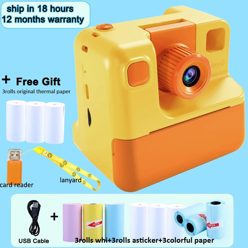 Kids Instant Camera Print Camera For Children Camera 1080P HD Digital Camera Photo Paper Child Toy Camera For Christmas Gift