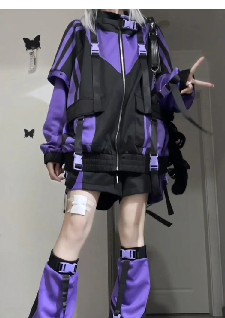 Oversize Jacket Trench Coat Men And Women Autumn Solid Japanese Fashion Vintage Casual High Street Hooded Functional Wind