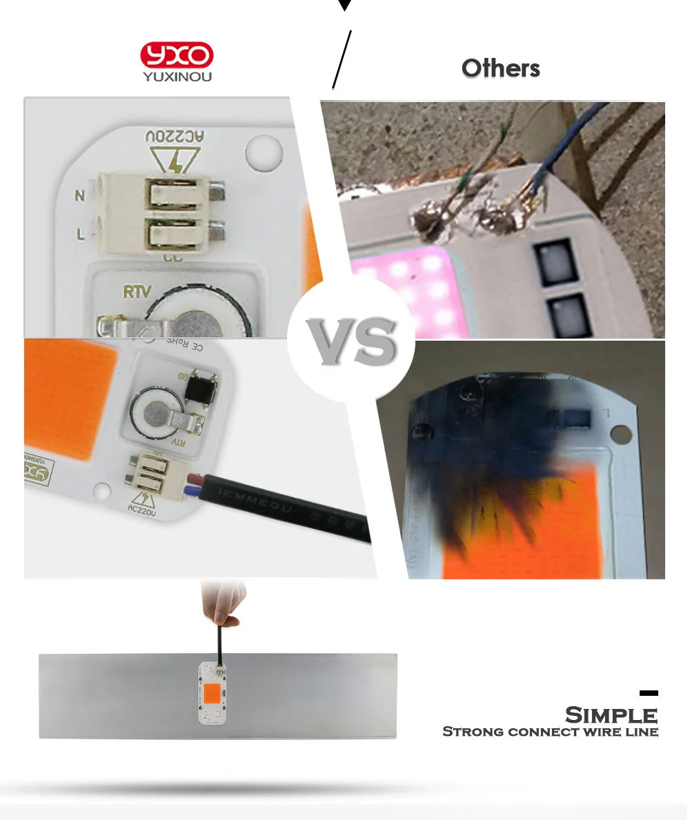 Smart IC LED COB Bulb Chip 20W 30W 50W 230V Input IP65 Waterproof for DIY Street Flood Light Projects Cold/Warm White Options