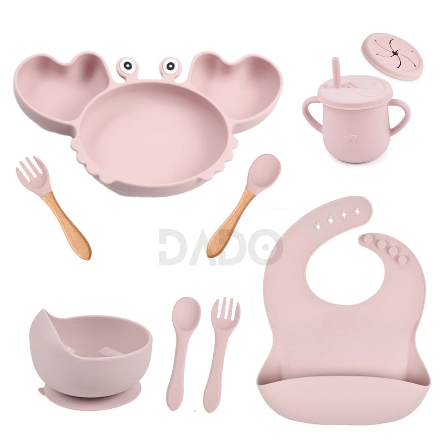 Customized Baby Silicone Feeding Set with Suction Cup Personalized Name Dish Divided Plate Bowl Spoon Cute Kid Eating Tableware