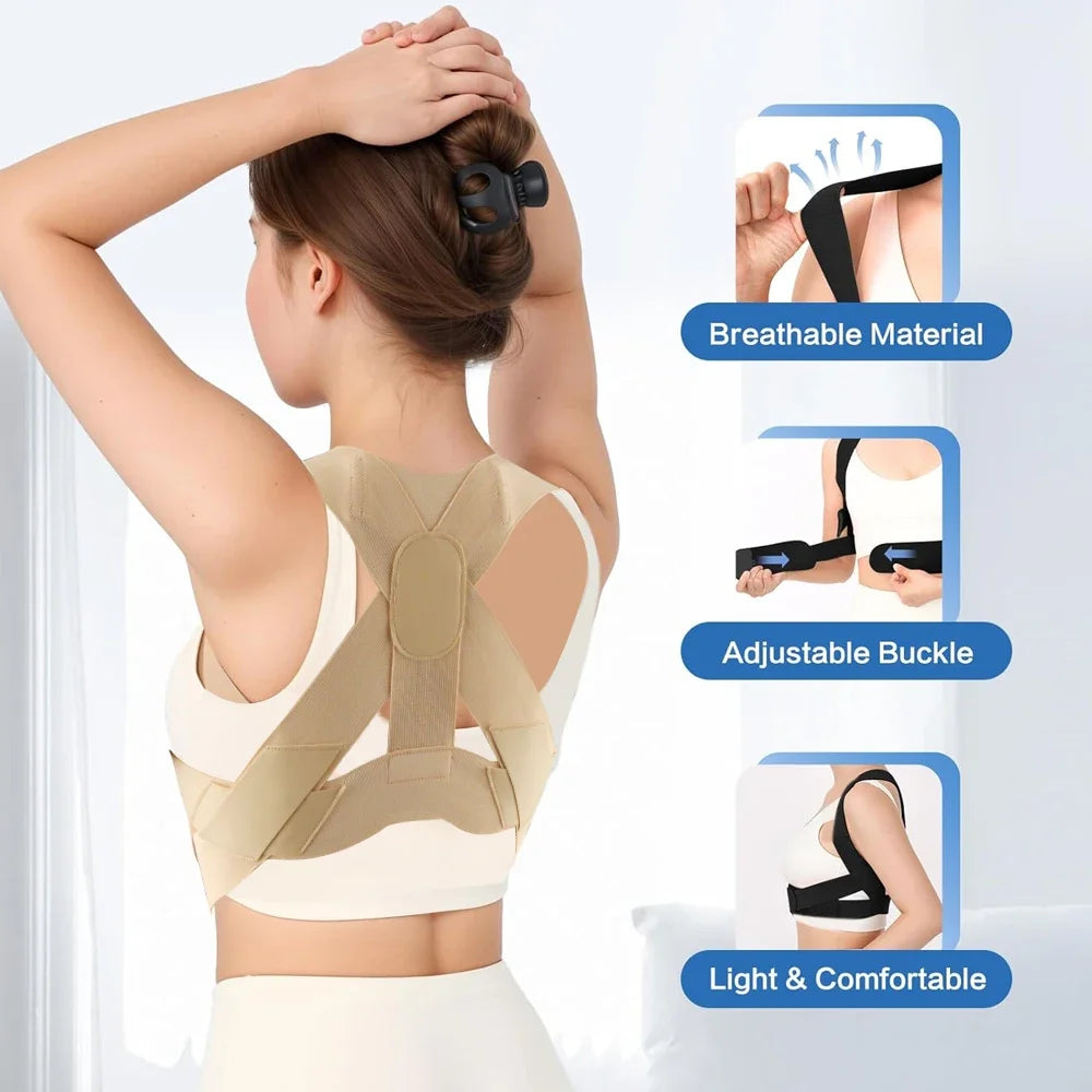 1PCS Adjustable Posture Corrector Back Brace,Comfortable Shoulder Strap Hunchback Correction Belt Spine Support for Men Women