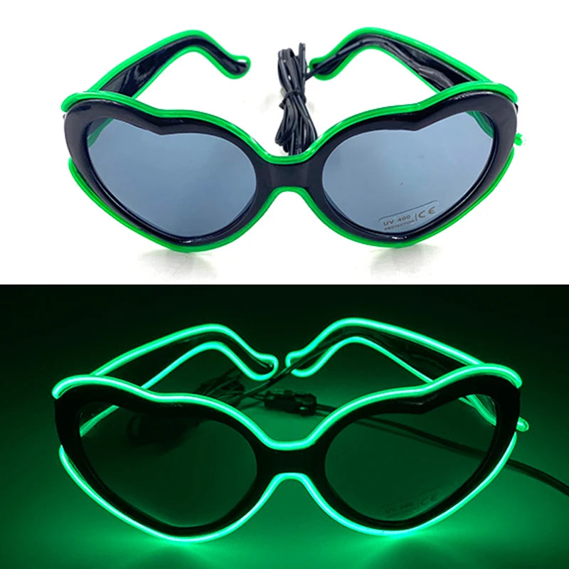 Light Up LED Glasses 5 Colors Heart Shape Glow Glasses Glow in The Dark Party Supplies Neon Party Favors for Kids Adults