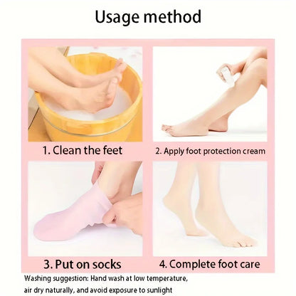 2 Pack Moisturizing Silicone Gel Socks for Dry Cracked Feet Nourishing Skin Lubricating Foot Care Massage Socks