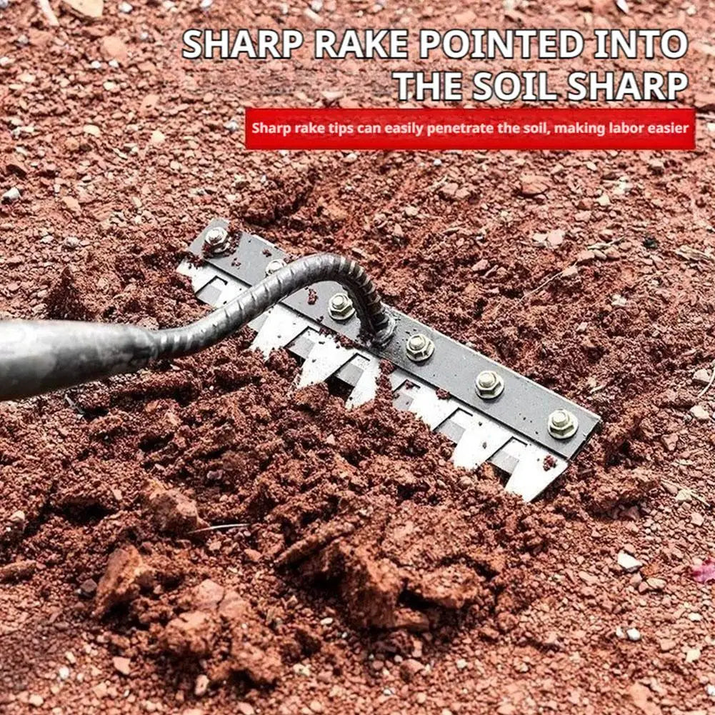 5/6/7/8 Teeth Agricultural Rake Soil Loosening Weeding Tool Manganese Steel Garden Weeding Rake Multi-use Agricultural Straw Hoe