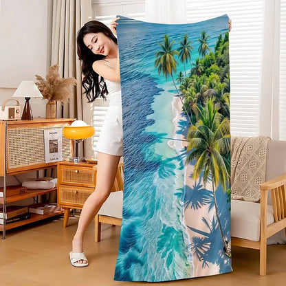 Beach Ocean Wave Anime Beach Swimming Towel Soft Absorbent Washcloth Children's Gifts For Kids Travel Camping Gym