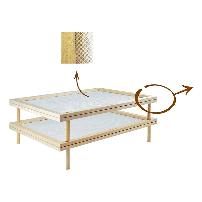 Stackable Food Dryer With Net Wooden Pasta Herb Drying Racks Multipurpose 2-Tier Food-Dryer Holder