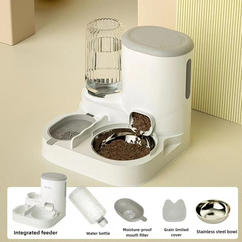 Automatic Cat Feeder and Water Dispenser Non-Electric Easy-Clean Large Capacity Pet Feeding Station for Cats and Small Dogs