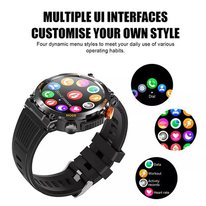 Smart Watch Men Bluetooth Call Health Monitor Sports Smart Watch IP67 Waterproof Outdoor Sports Watch 100+ Sports Modes