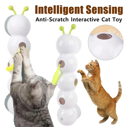 Interactive Cat Toy Intelligent Sensing Creative Cat Teasing Stick Scratch Resistant Durable USB Rechargeable Caterpillar Toys