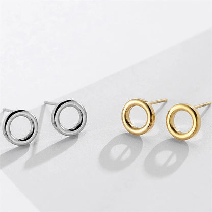 e-Manco Ladies Small Round Safety Pin Earrings Women Stainless Steel Earrings Trending Ear Ring Studs Jewelry