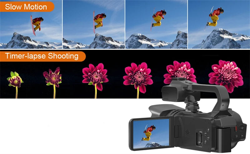 6K Professional Video Cameras for Photography 64MP Ultra HD 18X Digital Zoom Camcorders YouTube Live Streaming Vlog Recorder