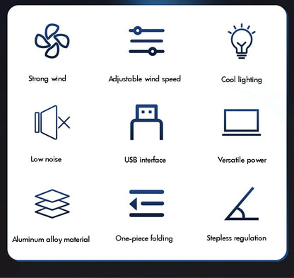 Aluminum Laptop Stand with Cooling Fan Ergonomic Notebook Foldable Cooler Laptop  Adjustable Aluminum Laptop Stand