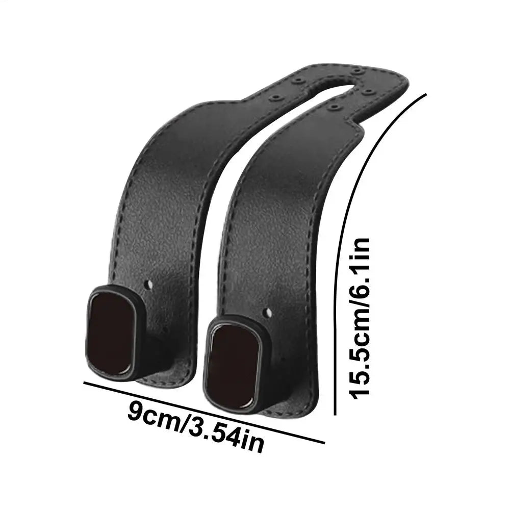 Car Seat Headrest Hooks 2 In 1 Soft Leather Car Seat Back Hook For Purse & Bag Backpack Double Hook Car Seat Hanger Accessories