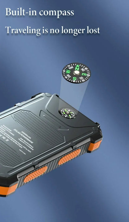 200000mAh Large Capacity Solar Power Bank Portable Outdoor Charger PowerBank External Waterproof Battery Charging with LED Light