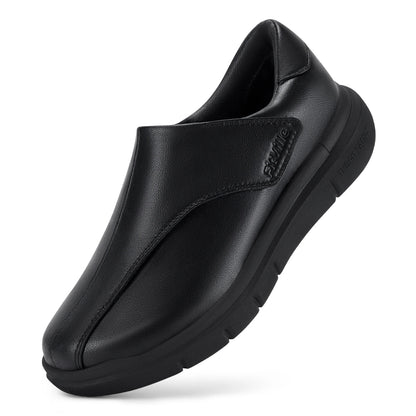 FitVille Men's Leather Shoes Diabetic Shoes Casual Oxford Shoes Adjustable Lightweight Formal Business Shoes for Swollen Feet