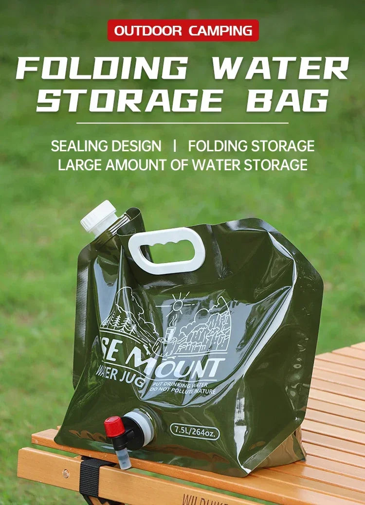 Outdoor 7.5L Water Bag with Faucet Foldable Portable Water Bag Camping Hiking Fishing Large-capacity Water Bottle