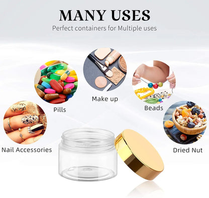 8-Pack Plastic Jars with Lids: Wide-Mouth, Refillable, Leakproof, Reusable, Round, Empty Jars for Travel, Cosmetics, Dry Food