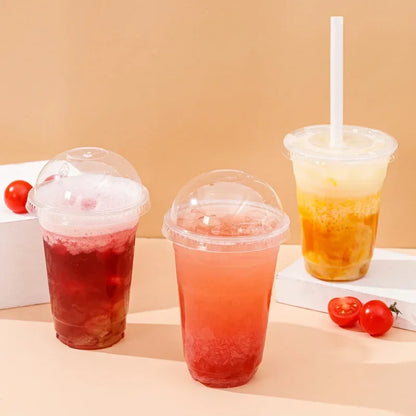 400ml Plastic Cups with Lids Snack and Drink Cup Double Plastic Cold Cup Clear Disposable PET Plastic Cup Boba Milk Tea Cup