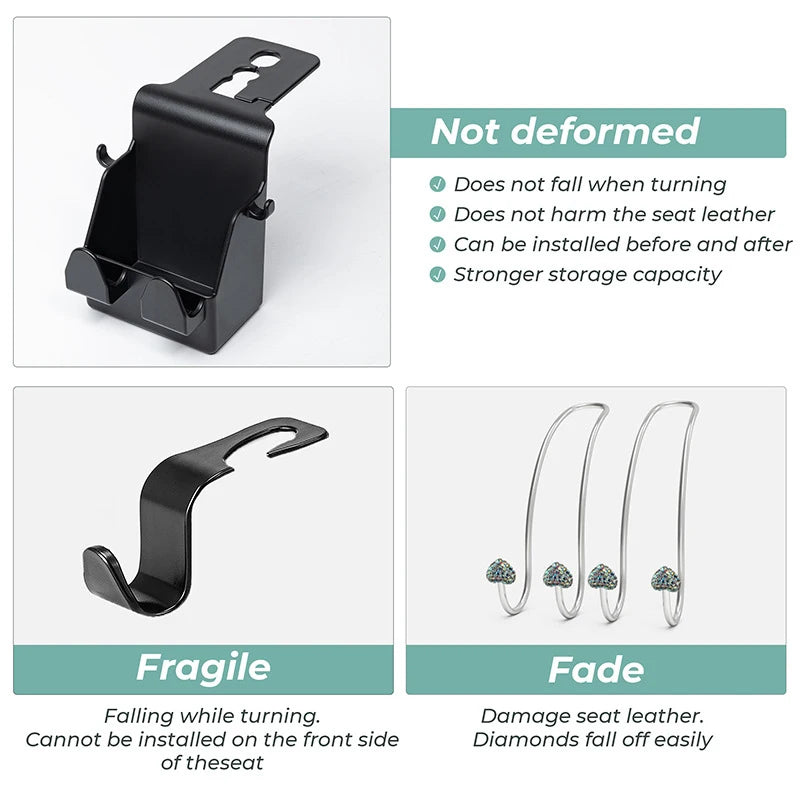 Universal Car Seat Back Hook Multi-functional Auto Car Seat Headrest Hanger Hook Phone Holder Car Organizer For Bag Purse Cloth
