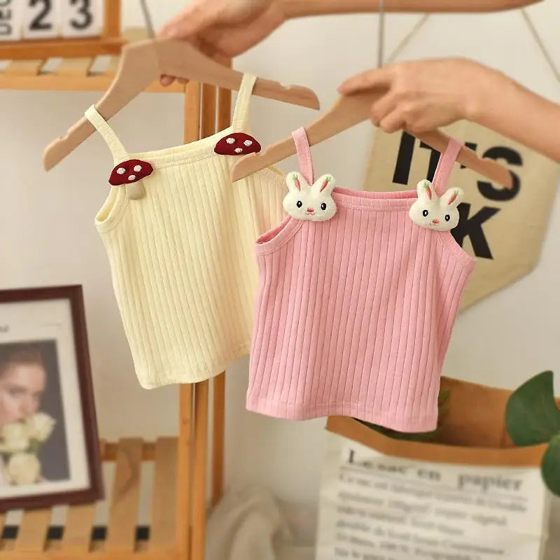 Baby Girls T-shirts  Kids Summer Sleeveless Tops Vest  Girls Cute Halter Tops Tees Children Clothing 1-7 Year Girls Top