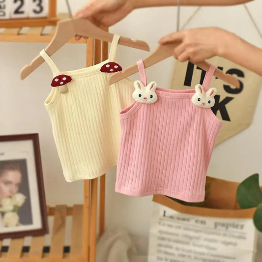 Baby Girls T-shirts  Kids Summer Sleeveless Tops Vest  Girls Cute Halter Tops Tees Children Clothing 1-7 Year Girls Top