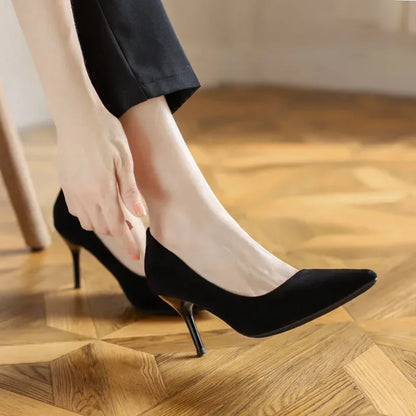 Women Shoes 2025 New Women Pumps Suede High Heels Shoes Fashion Office Stiletto Party Shoes Female Comfort Women Heels