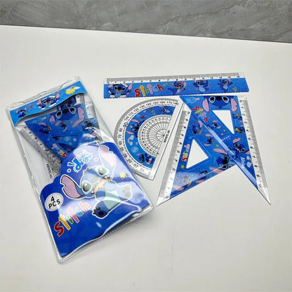 4pcs/Set Disney Stitch Drawing Ruler Set Student Study Stationery Ruler Student Stationery Supplies Measuring Tools