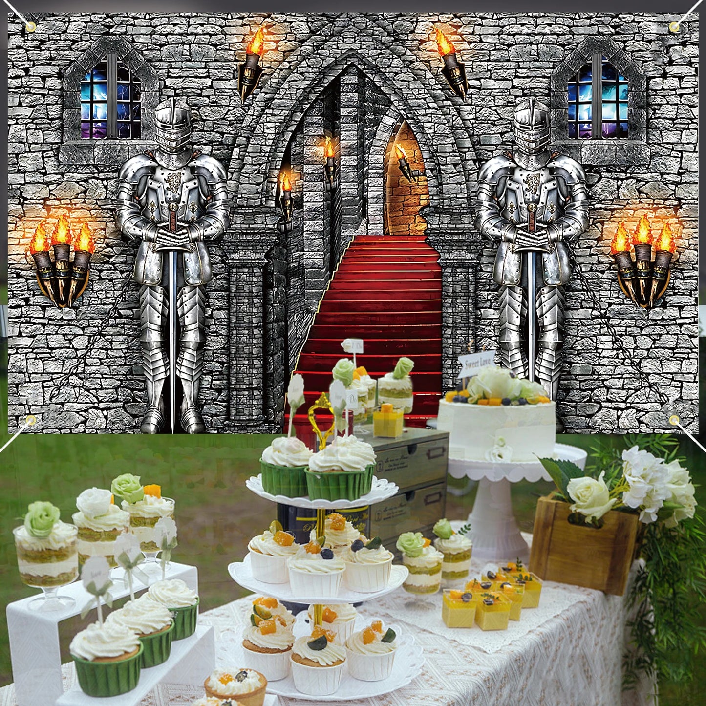 Medieval Party Banner Medieval Castle Backdrop Medieval Castle Backdrop Medieval Party Decorations Medieval Themed Party