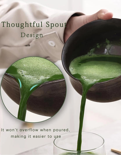 Matcha Set Japanese Tea Set Includes Matcha Bowl with Spout Matcha Whisk Holder Bamboo Matcha Whisk and Scoop Ceramic Matcha Kit