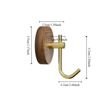 No Drilling Walnut Hanging Hanger Robe Hook Coat Storage Rack Adhesive Wall Hooks Key Decoration Hook Practical Wood Hook