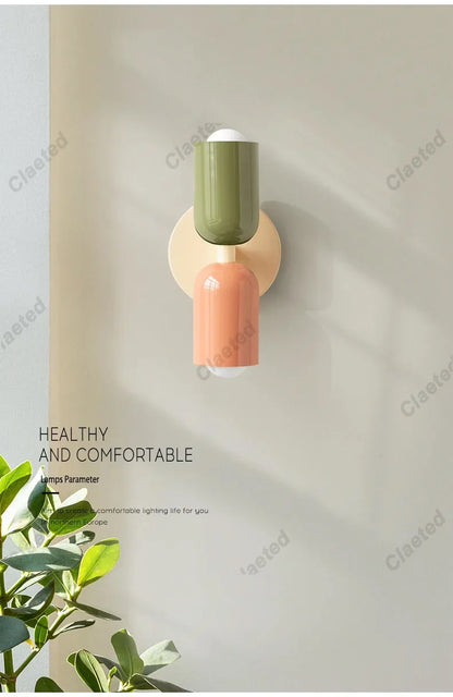 LED Wall Lamp Modern Simple Cream Double Head Light for Living Room Bedroom Besides Study Interior Decoration Fixture