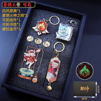 Genshin Impact Peripheral Bookmarks Vision of God Pendants Keychains Servant Weapon Models Combination Sets Gifts and Presents