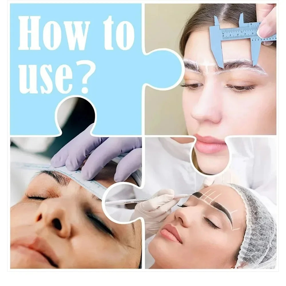 Eyebrow Tatto Skin Marker Pen with Measure Paper Ruler Magic Eraser Remover Brush Pen Permanent Makeup Art Tattoo Accesories